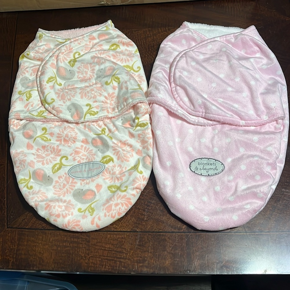 Incredibly soft! Newborn - 3 mos swaddle sleep sacks girls lot of two baby